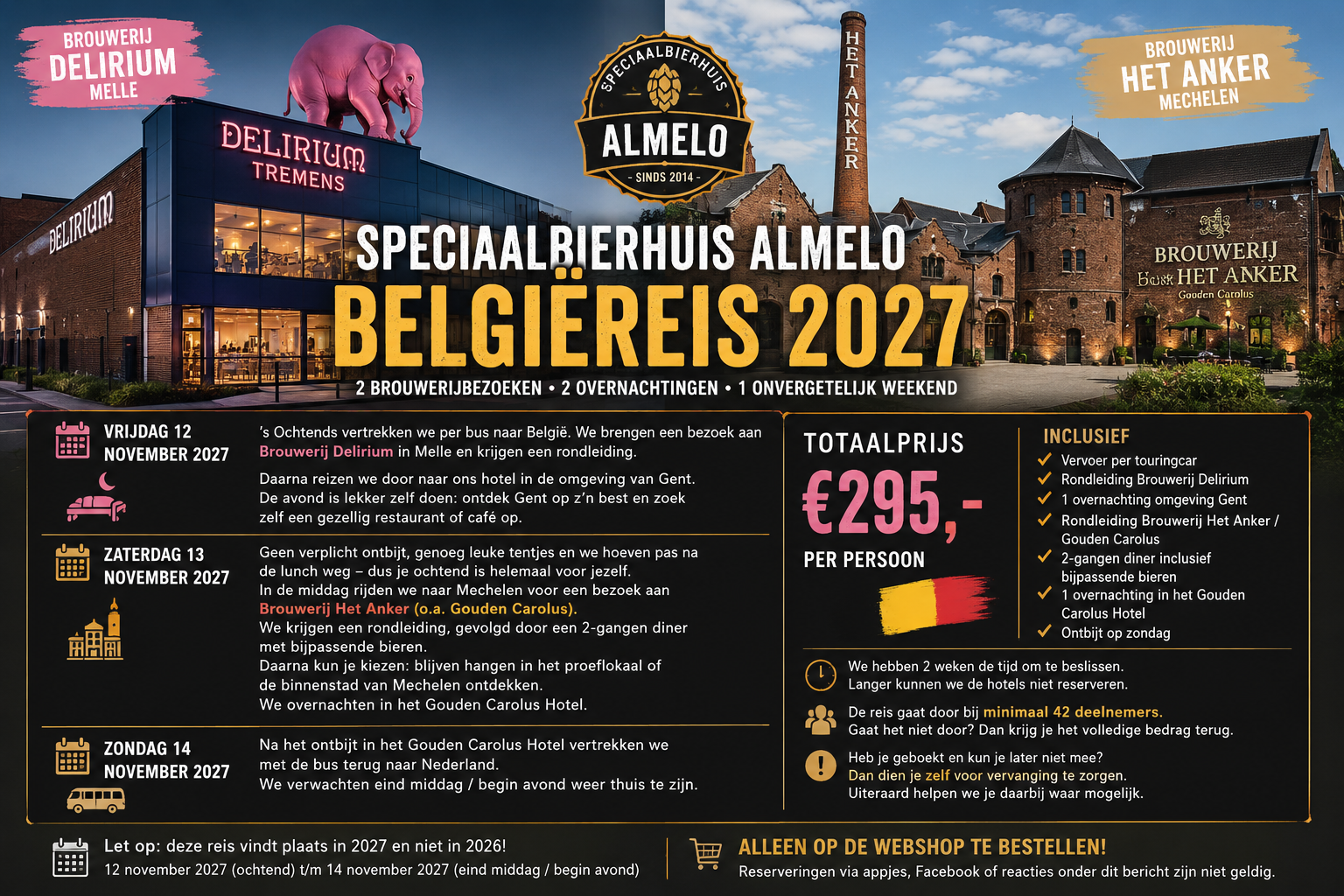 Brouwerij bezoek Delirium en Gouden Carolus